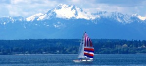 Sailboat with Cascades background
